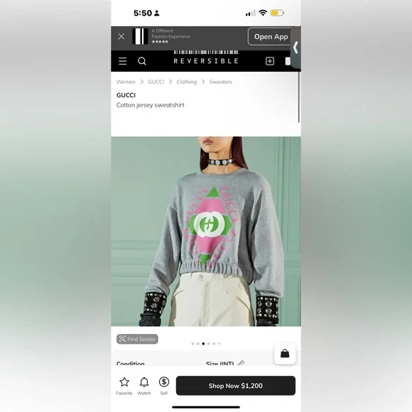 NWT GUCCI CROP SWEATSHIRT - Picture 2 of 3